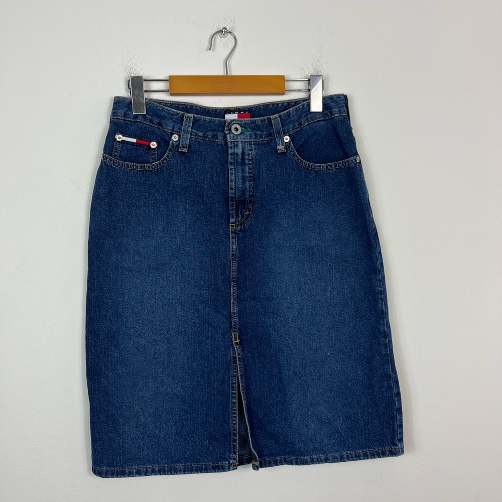 Vintage 90s Tommy Jeans Denim Midi Skirt Sz‎ 7